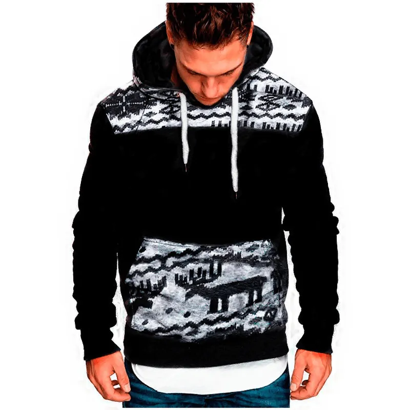 Christmas Fawn Hooded Long Sleeve Slim Sweatshirt VentilatedBackPanel Cool Tone