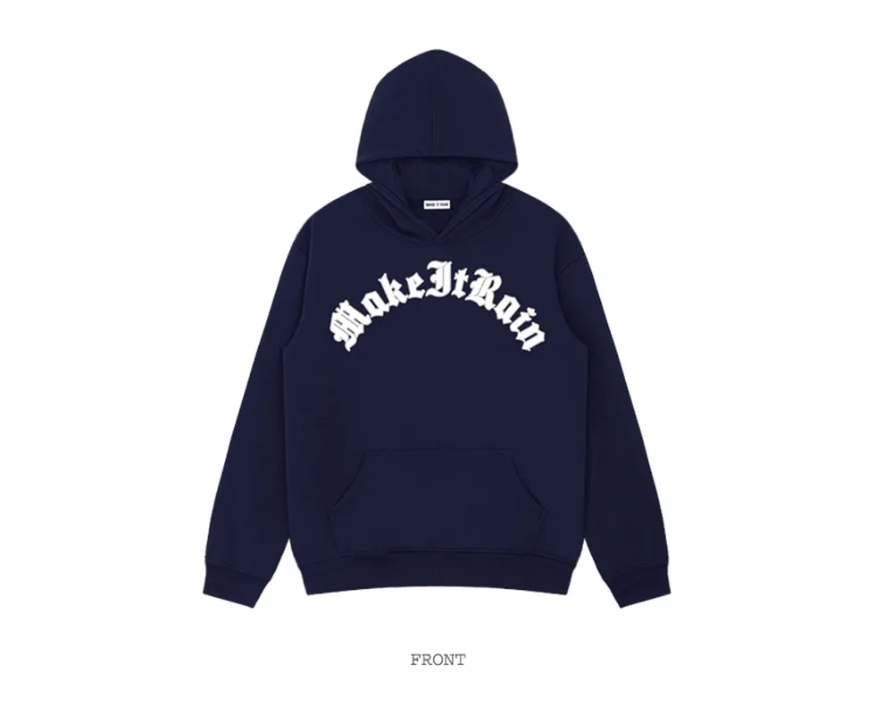 ironable Retro Font European and American Style plus Velvet Hooded Pullover Street Fried Sweater