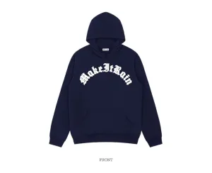 ironable Retro Font European and American Style plus Velvet Hooded Pullover Street Fried Sweater