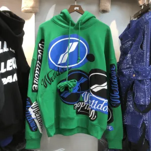 We11Done Hooded plus Velvet Sweater Well Loose Autumn and Winter Long-Sleeved Tide Ins Men and Women Oversize Jacket product retro nostalgia Hiking Essential