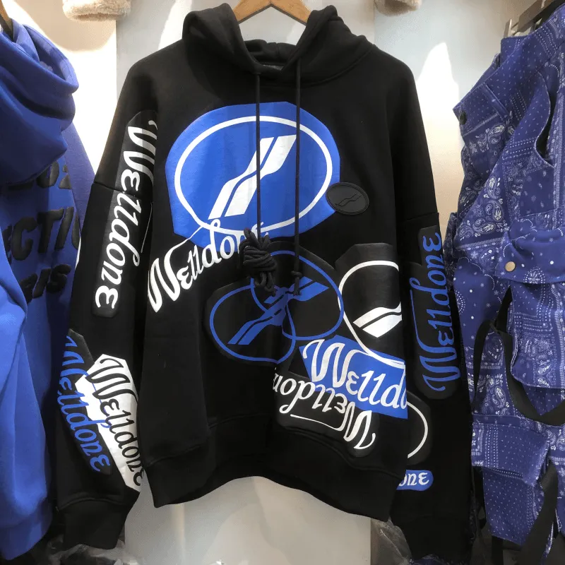 weekday wear product buckle functionality We11Done Hooded plus Velvet Sweater Well Loose Autumn and Winter Long-Sleeved Tide Ins Men and Women Oversize Jacket