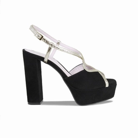 Reese: Black Suede & Gold Snake Print Leather Ergonomic foot shape