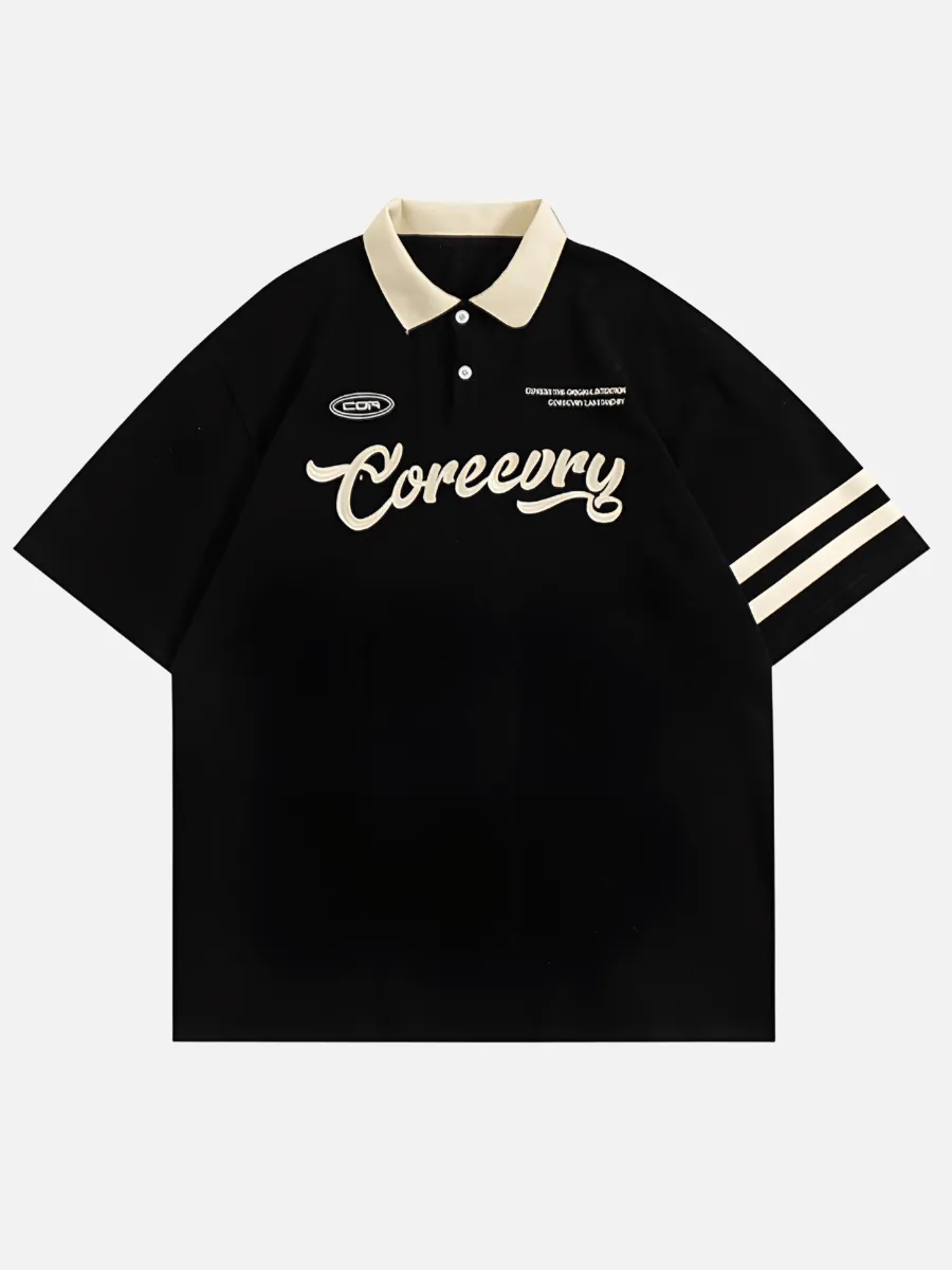 College Polo Shirt OversizedSilhouette Double Stitched Seams