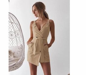 Cool Comfort Waist dress suspenders deep V bag hip short