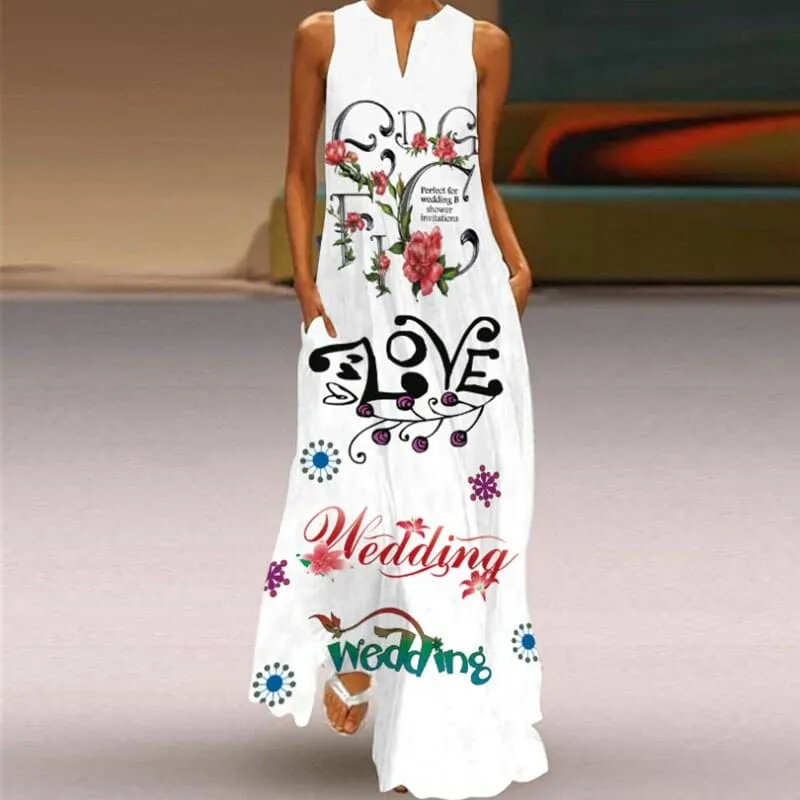 Retro V-Neck Women's Dress in Print Contrast-Panel