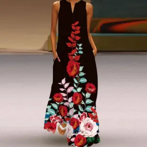 Retro V-Neck Women's Dress in Print Signature-Style