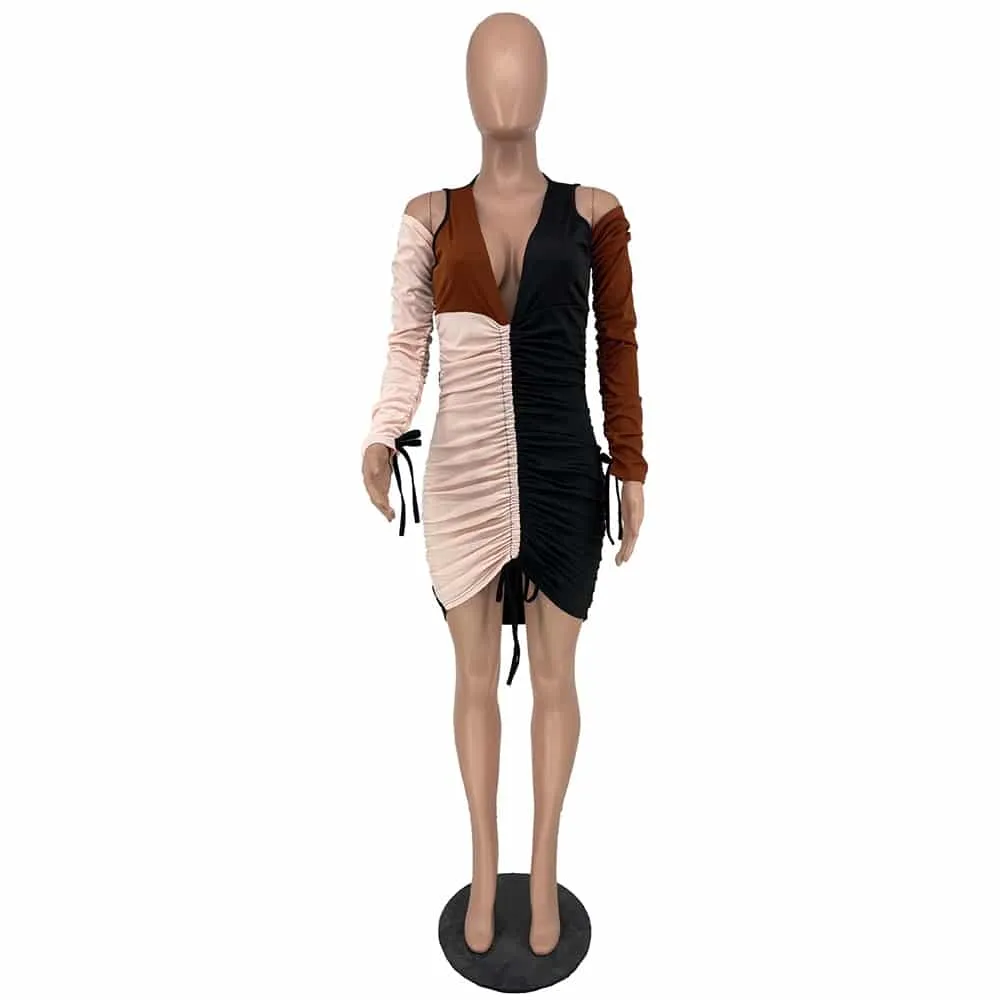 Women's Drawstring Knee Dress Relaxed work dress Flattering Cut