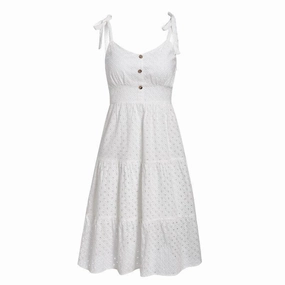 Effortless Style Bowknot shoulder embroidered women's dress