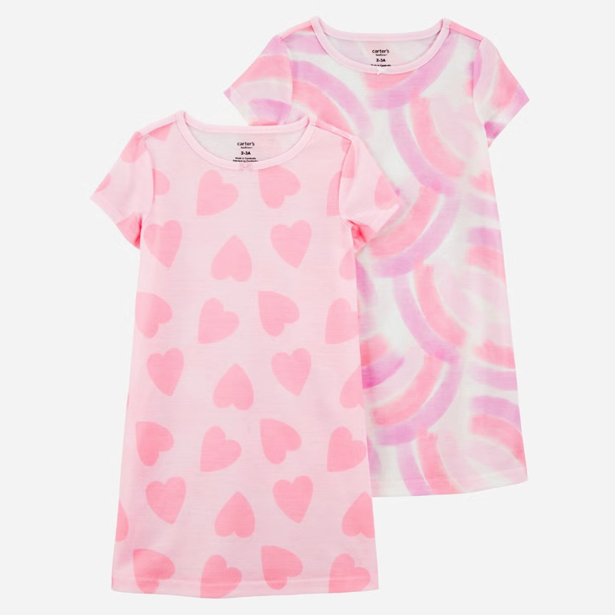 Adjustable Fit System Girls' 2-Pack Rainbow Hearts Nightgowns 3S893510