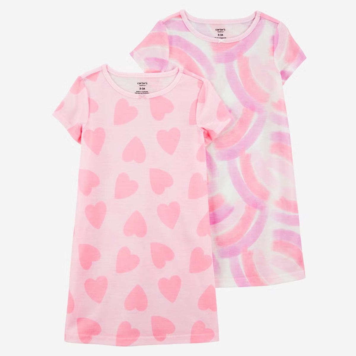 Girls' 2-Pack Rainbow Hearts Nightgowns 3S893510 Elasticated Hem
