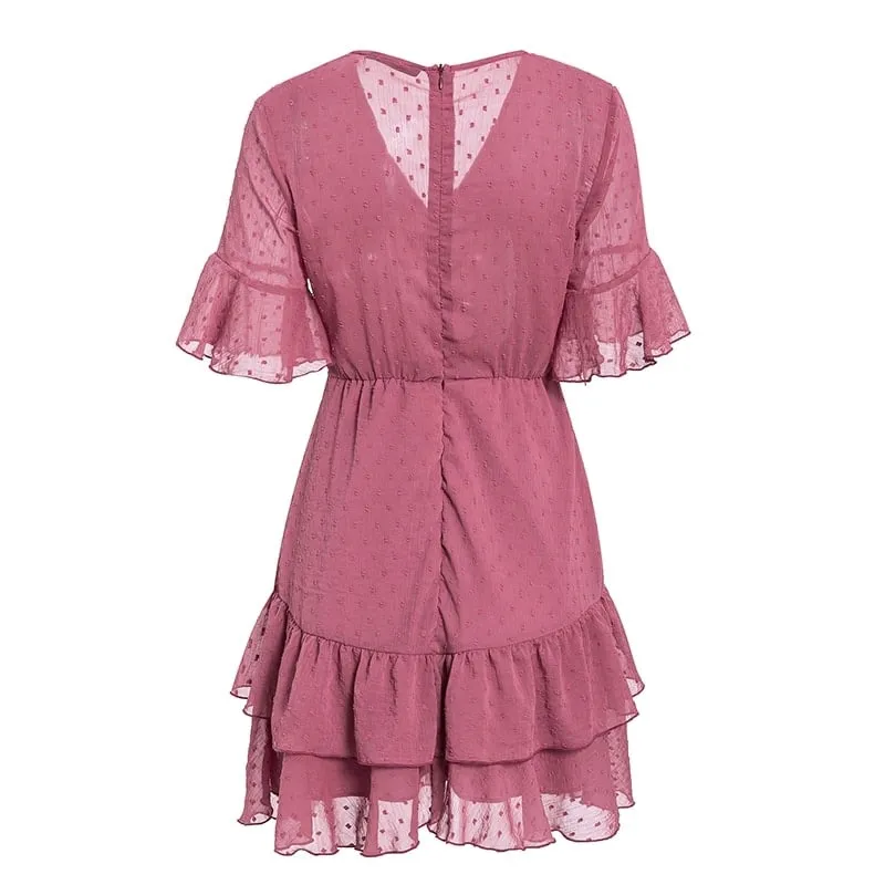 Dreamy Motion Beauty Zone Bohemian Chiffon Dark Pink Dress