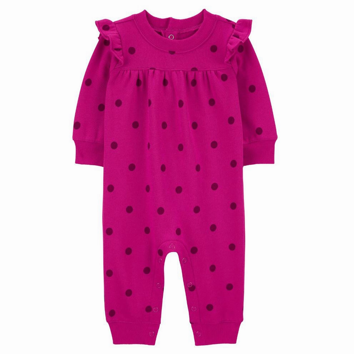 Baby Girls' Polka Dot Fleece Jumpsuit 1R966610 Double Layered Hem ColorfastMaterial