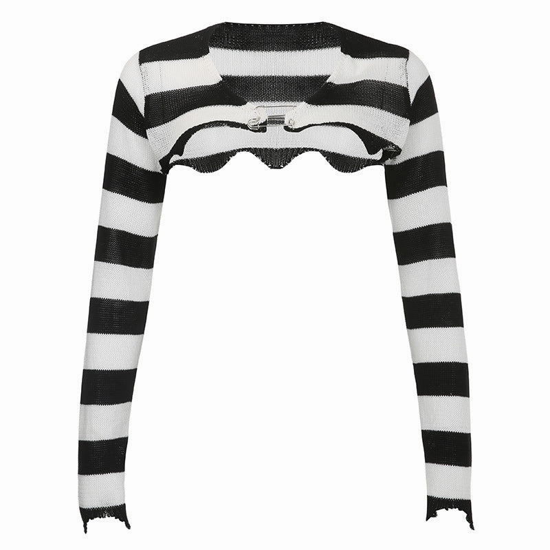 Contrast Stripe Coverup Fashion Sweater Warm Outfit