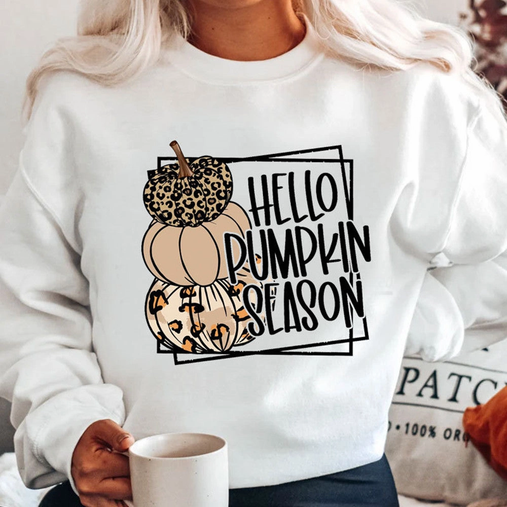 Stain Resistant Halloween Printed Sweater Women's Round Neck Long Sleeve