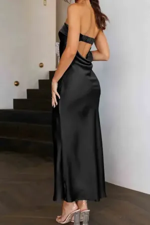 High-Waisted Pants Casual Style Satin Tube Dresses
