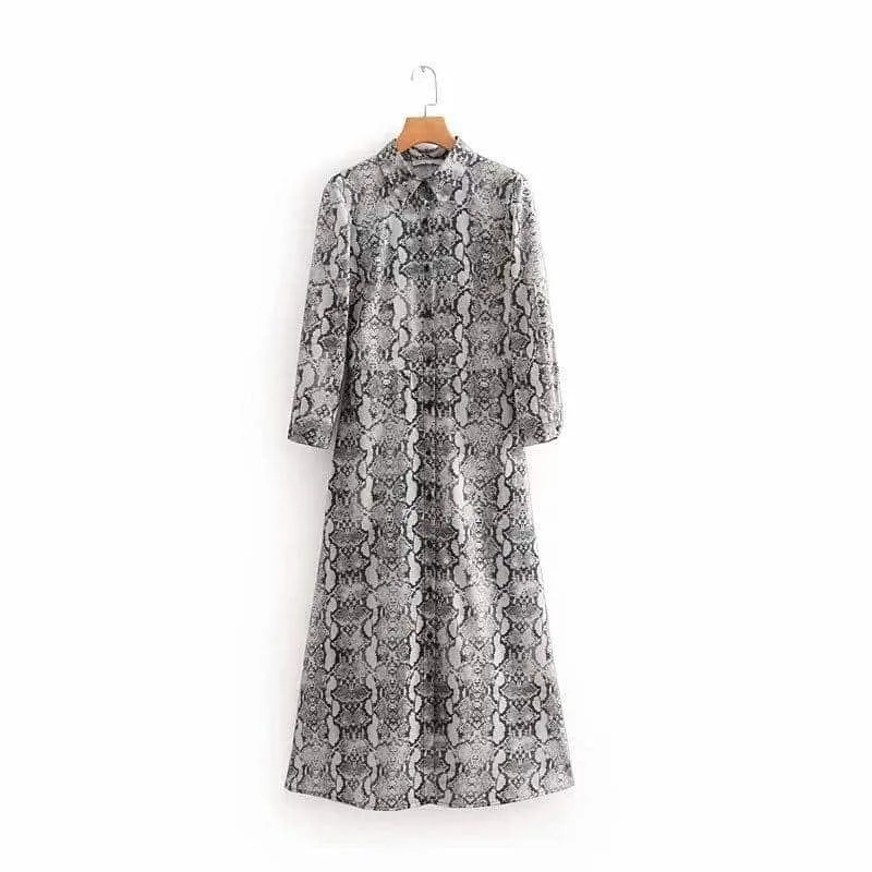 Work Comfort Women' Retro Snake Patterned Long Dress