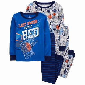 Wicking Inner Lining All Purpose Casual Cut Boys' 4-Piece Basketball Pajamas 3Q067710