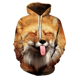 3D Digital Print Brown Lion King Sweatshirt Office Casual