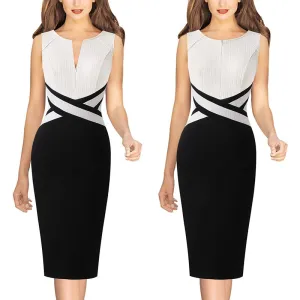 Easy Layering Front Zipper Bodycon Pencil Dress for Women
