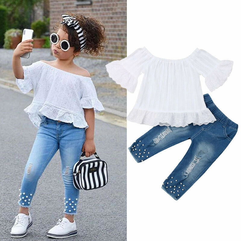 Shirt Shorts Girls Girl Kids Clothes For Baby Set Children Reinforced Neckline Detail
