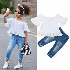 Shirt Shorts Girls Girl Kids Clothes For Baby Set Children LowMaintenance Fabric Anti Static Fabric