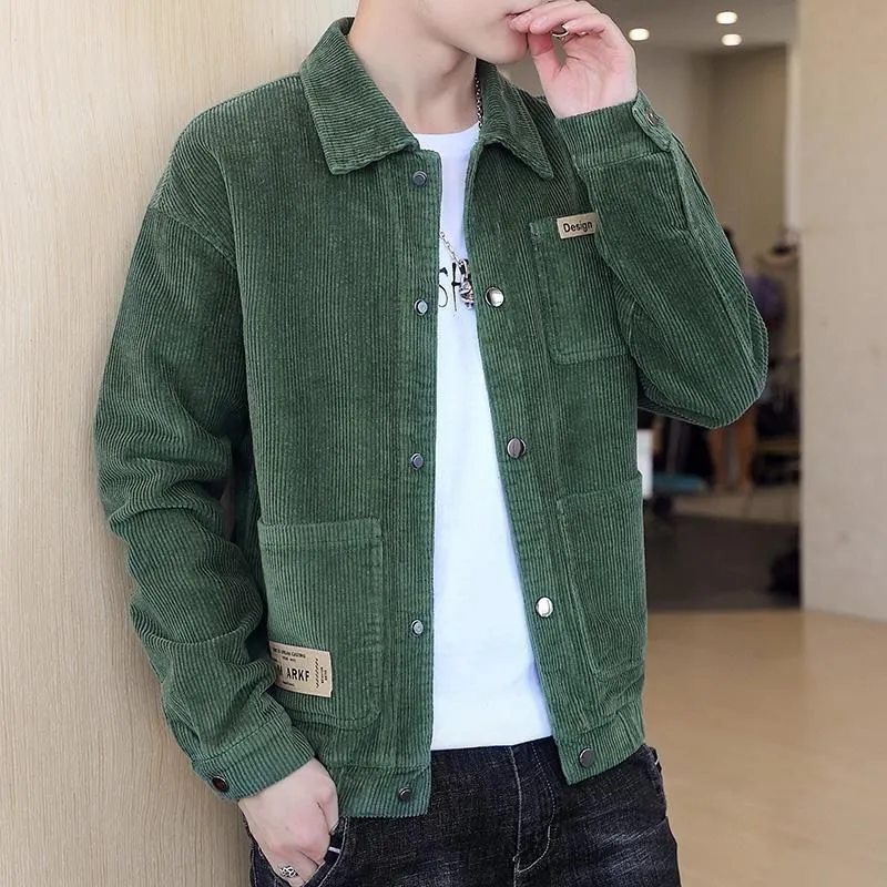 Corduroy Coat Men's Spring And Autumn Korean Style Elastic Cuff Adjustment