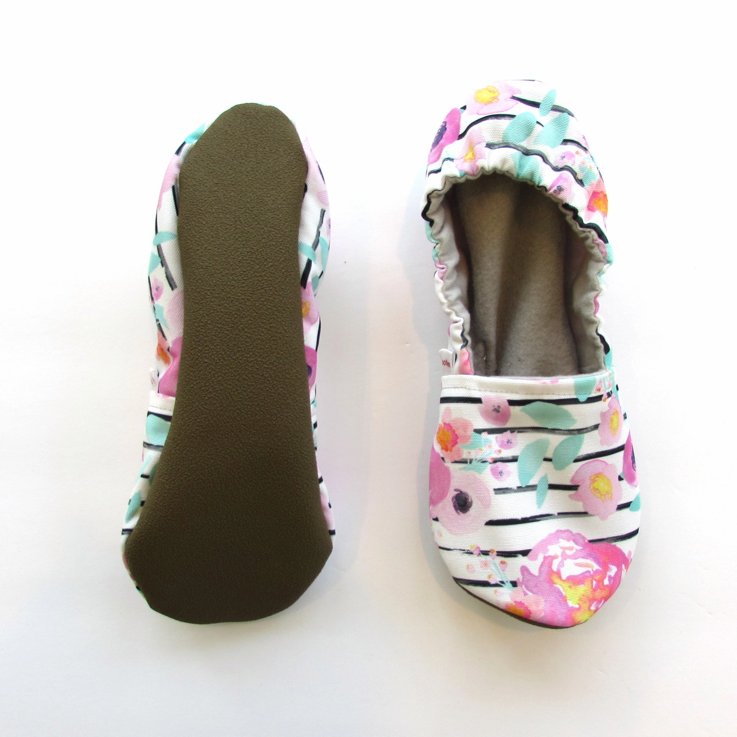 Floral Stripe Women's Slippers Easy Movement