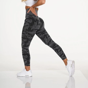 Easy-Wear Families Active Use Fashion Snowflake Cropped Camouflage Jacquard Seamless Fitness Yoga Pants