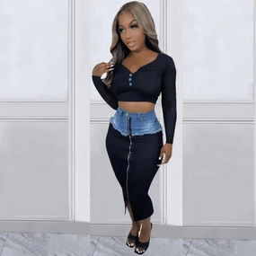 Flexible Cut Tailored Layers Cowboy Pencil Skirt