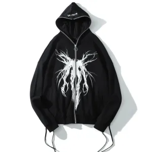 Essential Clothing product nautical charm Dark Wind Funeral Trendy Brand Printed Cardigan Zipper Sweater