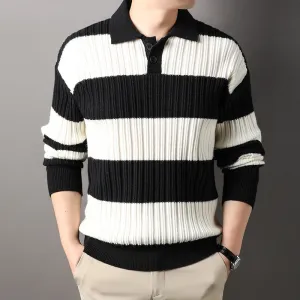 Loose Striped Fashion Casual Long Sleeve Top Soft Warmth