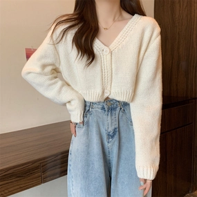 Women's Knitted Cardigan Short Sweater Snug Layers