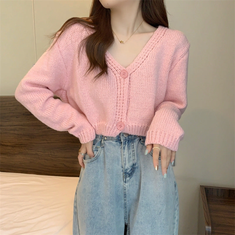 Women's Knitted Cardigan Short Sweater Elegant Comfort