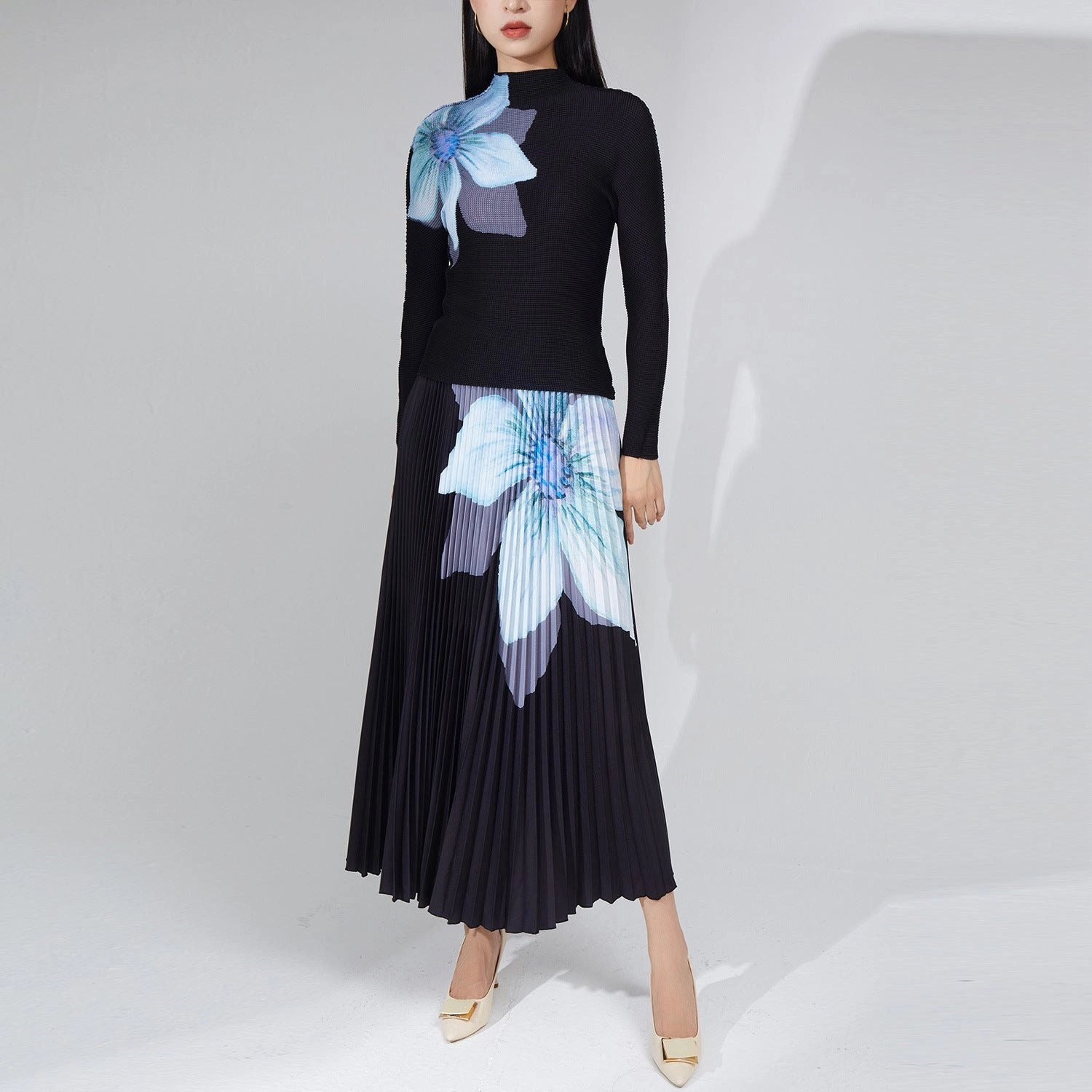 Women's Clothing Amazon Autumn Fashion Pleated Skirt Two-piece Suit Soft Family Relaxed Date