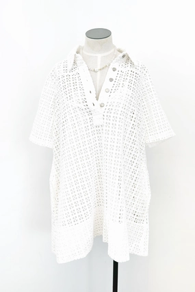 Remino Eyelet Mini Dress Light Fit Empire Waist