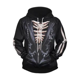 Creative Fake Two-Piece Skull 3D Printing Casual Sports Men'S and Women'S Hoodie Pullover Sweater Weekend Layer