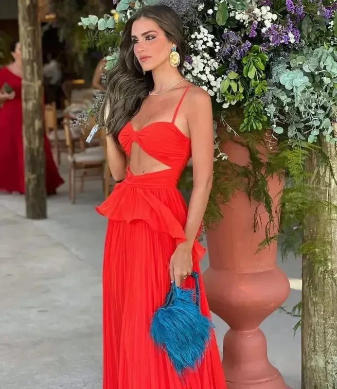 Red Beach Crumpled Prom Dress Future Edge