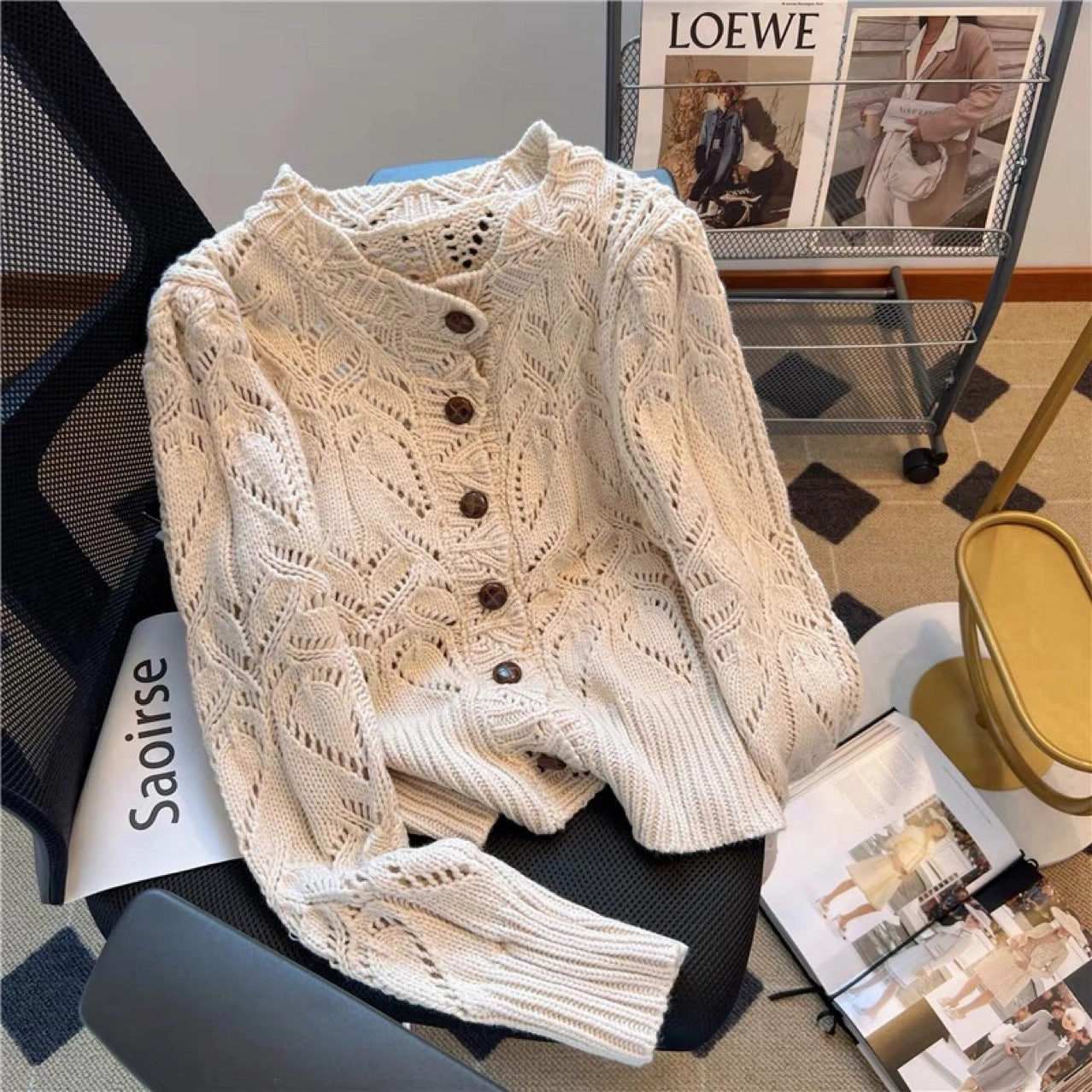 Crochet Hollow-out Short Design Blouse Snuggle Ready Layered Warmth