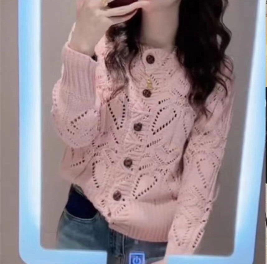 Winter Must-Have Knit Perfect for Layering Crochet Hollow-out Short Design Blouse