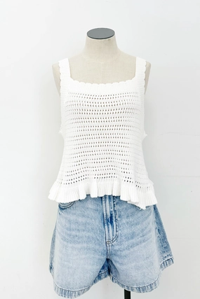 Vintage Hoodie Crochet Ruffle Tie Top