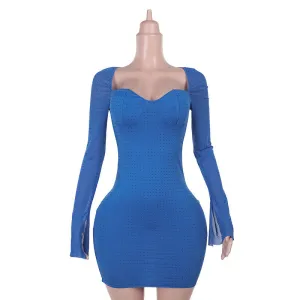 Slim Fit Long Sleeve Narrow Dress Women Daytime Look Stylish Waist Fit