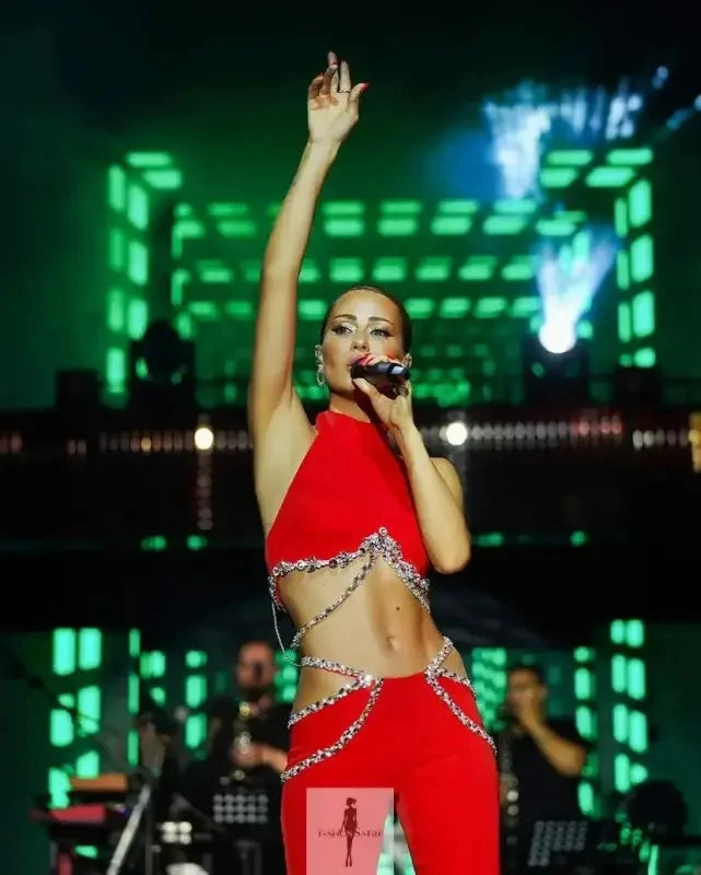 Comfortable Wear Crystal Bandage Tops Wide Leg Pants Set