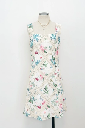 Color-Blocked Vera Crochet Mini Dress