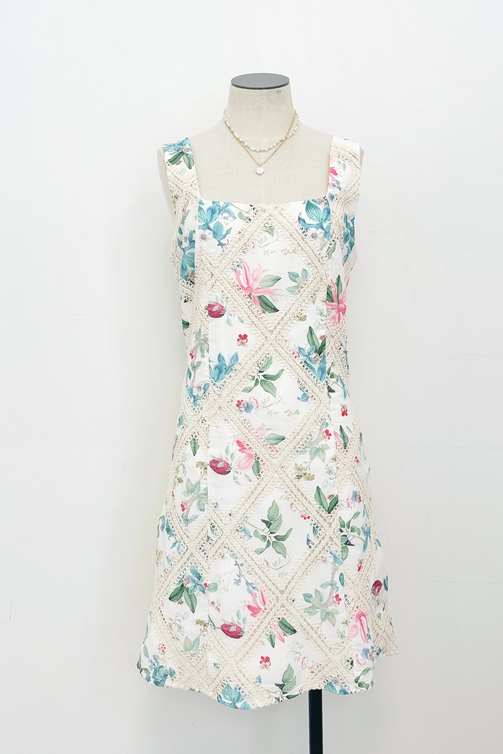 Color-Blocked Vera Crochet Mini Dress