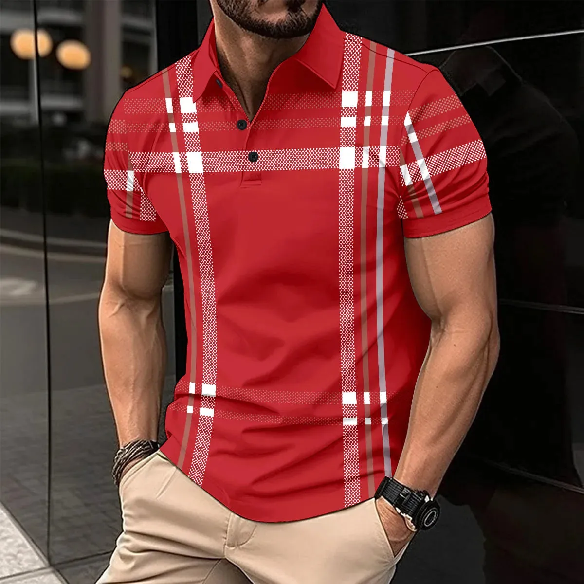 Garment Washed Summer's Best-Selling Men's Striped POLO Shirt, Men's T-Shirt Casual Comfort, Street Style Men's Top, The Perfect Gift For Men
