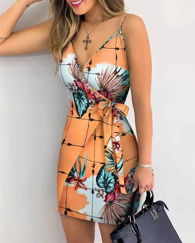 Tropical Printed Mini Dress Move Free