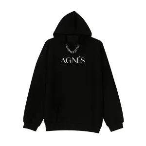 Korean Style Loose Chain Design Sense Wild Letter Couple Hooded Sweater material trend Thermal Insulation