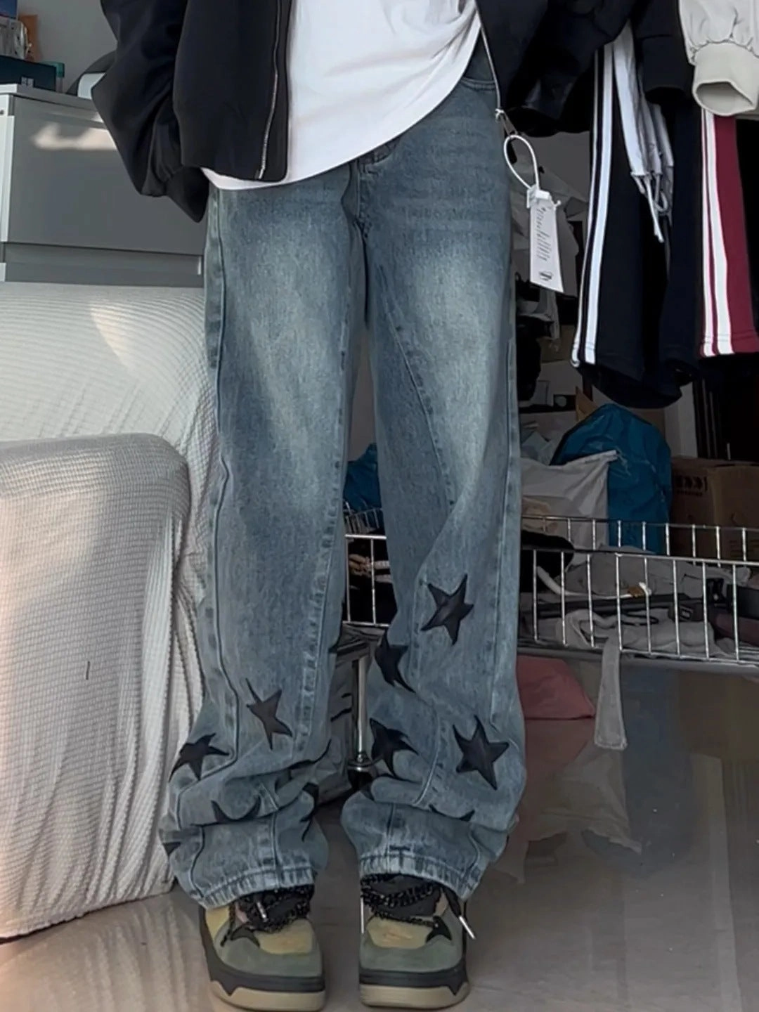 Large Size High Street Vibe Style Jeans Women's Retro Washed High Waist Comfort Stretch Technology Moisture Wicking Lining