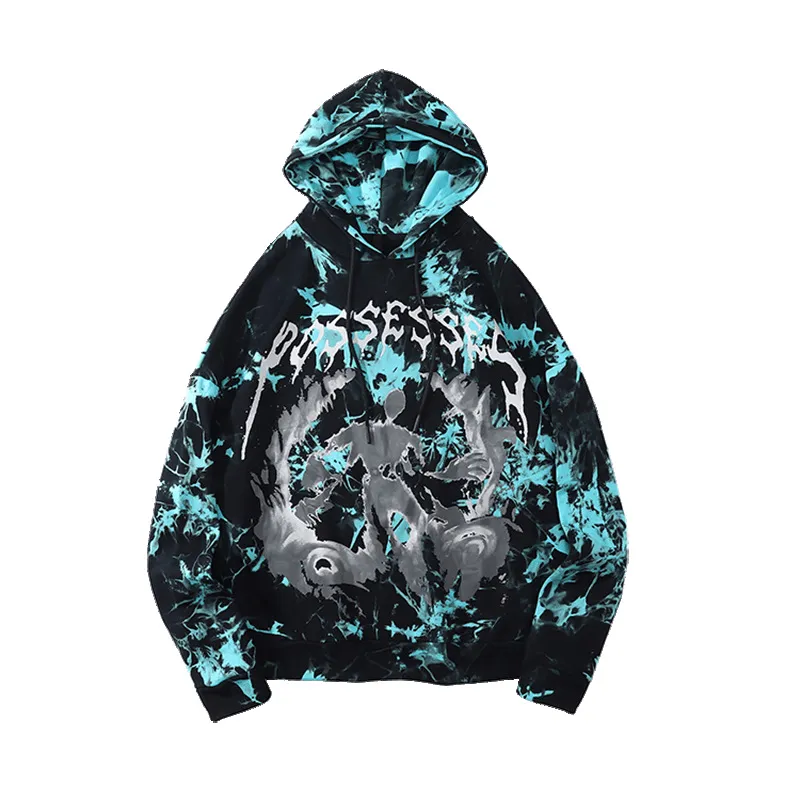 Dark Abstract Pattern Printed Casual Hooded Sweatshirt Odor-resistant Cozy Hoodie Wear