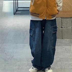 Dark Blue Jeans Women's American Style Retro On-the-Go Look Reliable Choice